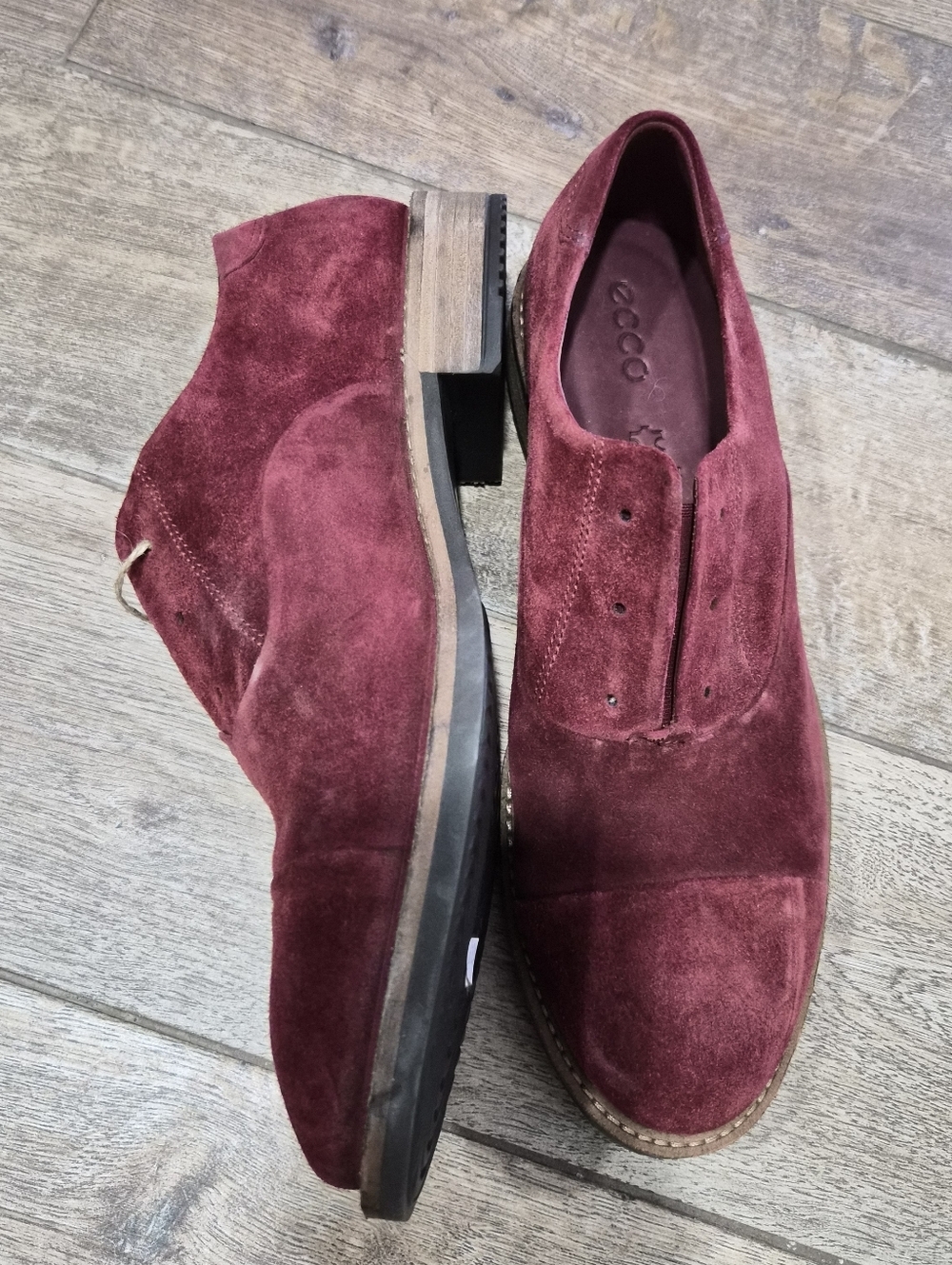 Ecco Sartorelle 25 Tailored Slip On Suede Leather Burgundy Red Loafers Size 41